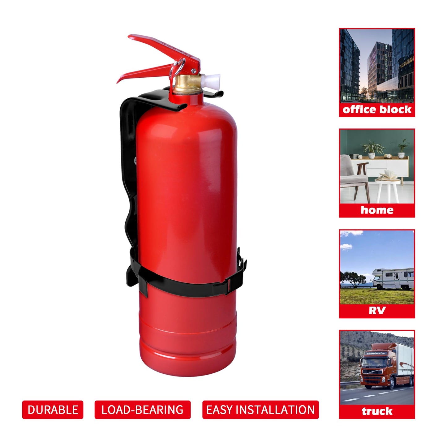 2 Pack Fire Extinguisher Brackets, 5 LB Fire Extinguisher Wall Mount Bracket, Metal Heavy Duty Fire Extinguishers Holder for Home, Car, RV, Truck, Mini Fire Extinguishers (Non-Universal)