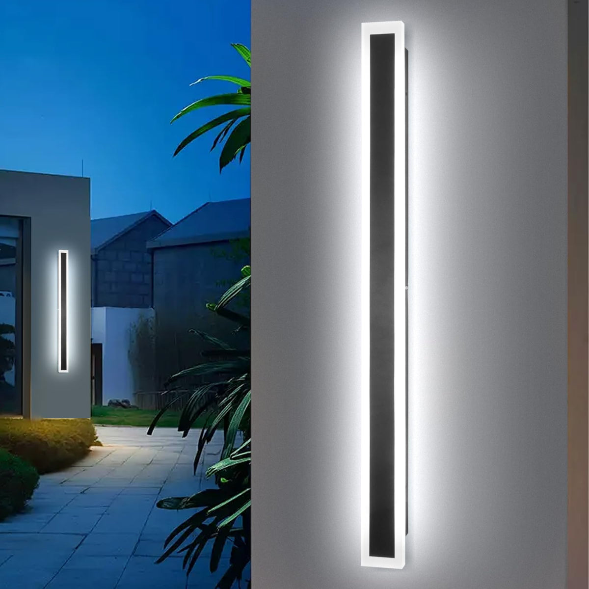 SUCICNISD 47.2In Modern Outdoor Wall Light for House 3CCT Dimmable Outdoor Wall Sconce Exterior Long LED Wall Light Mount Linear Outside Wall Lights for Garage, Doorway, Porch, Patio, Stairway