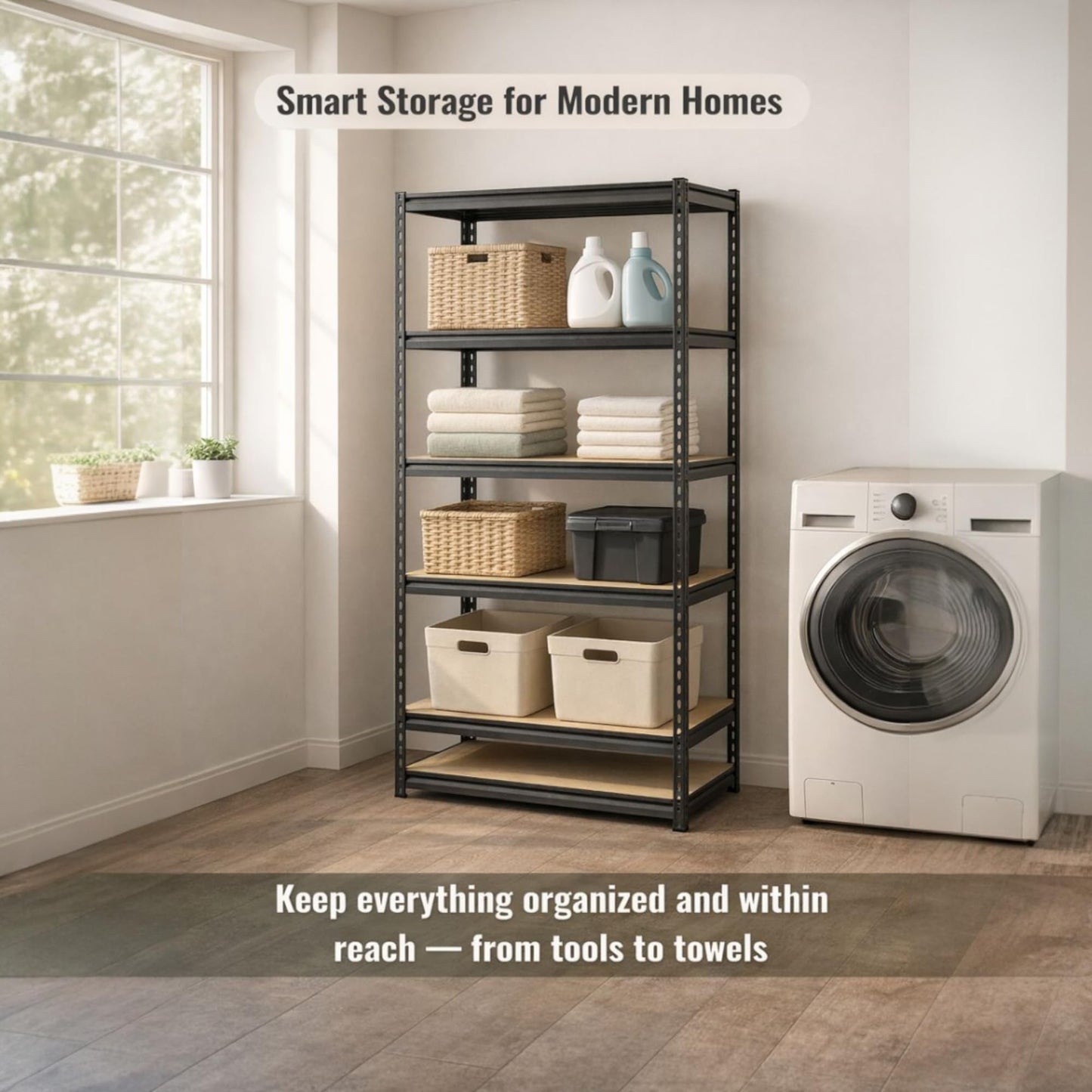 PRO&Family Heavy Duty Shelving Unit - Industrial Garage Storage Rack Z- Beam Storage Shelf Shelf Organizer Metal Wood Storage Shelves System (24"x 60"x 84", 4)