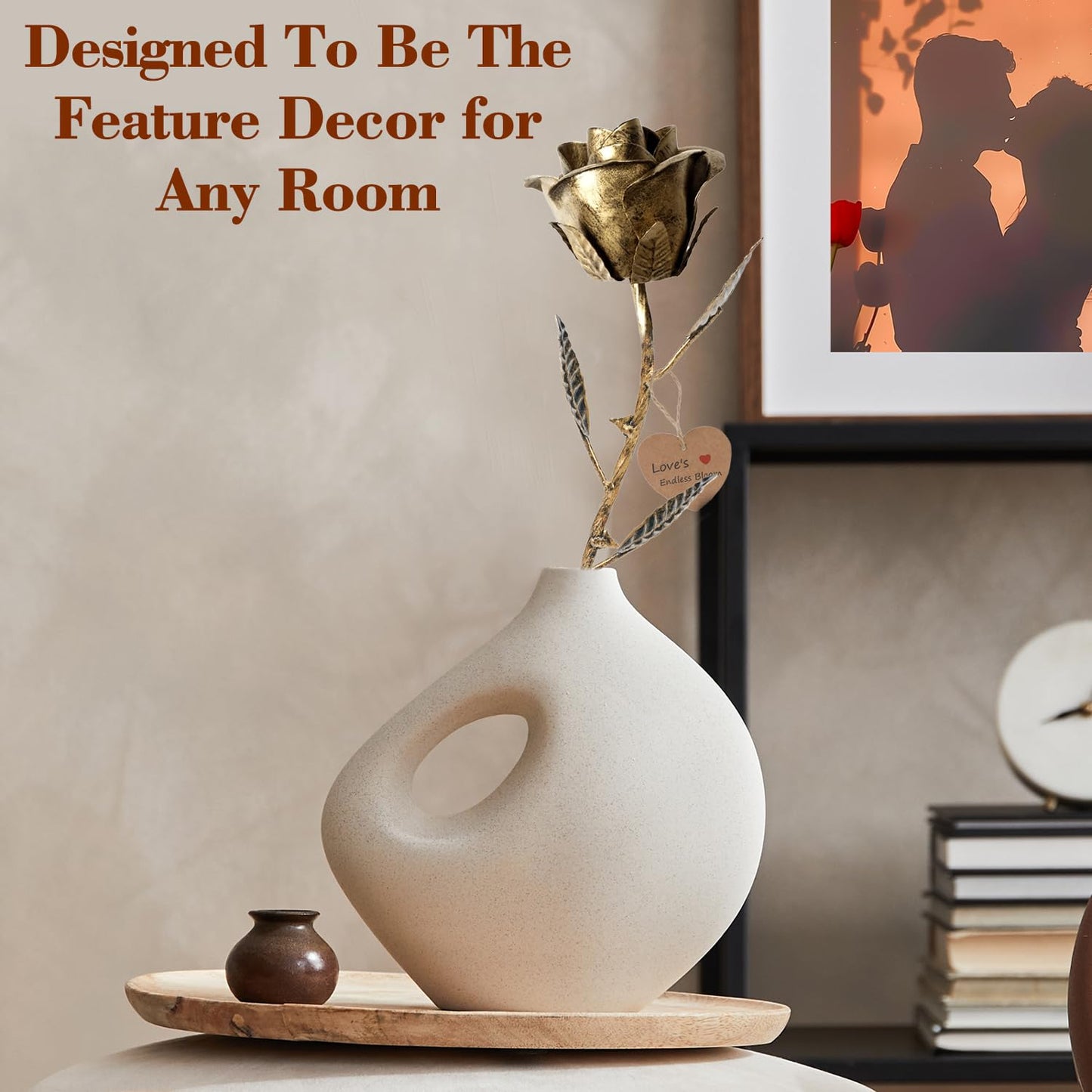 VGYGLS Bronze Rose 8th & 19th Anniversary Wedding Gift for Her/Wife/Him - Handmade Metal Rose Decoration, Romantic Bronze Flowers Wedding-Anniversary Bouquet Decor