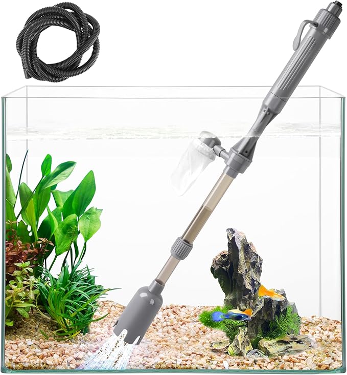 VILLNO Aquarium Vacuum Gravel Cleaner, Battery Fish Tank Water Changer, Removable Vacuum Sand Washer for Fish Tank Cleanin...