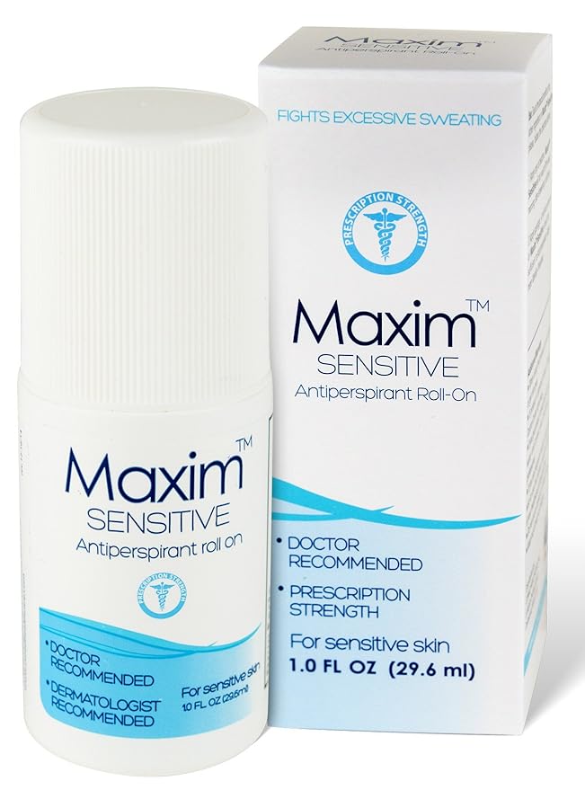 Maxim Sensitive Clinical Strength Antiperspirant for Men and Women, Unscented, Effective for Sweat & Odor, Roll-On, 1 Pack, 1 Fl Oz