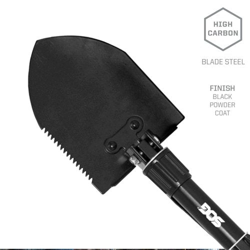 SOG Tactical Tomahawk- Throwing Hatchet, Versatile Survival Tactical Axe and Emergency Breaching Tool & Entrenching Tool- 18.25 Inch Folding Survival Shovel with Wood Saw Edge - Black (F08-N)
