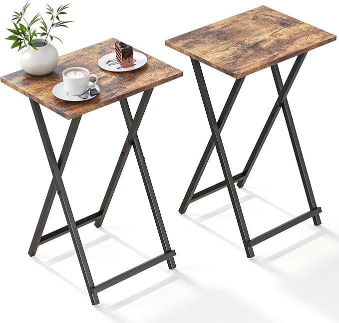 Acovy Foldable TV Trays, Small Folding Table, TV Trays Set of 2, TV Dinner Tray, Side Table for Bed, Couch, Portable Easy ...