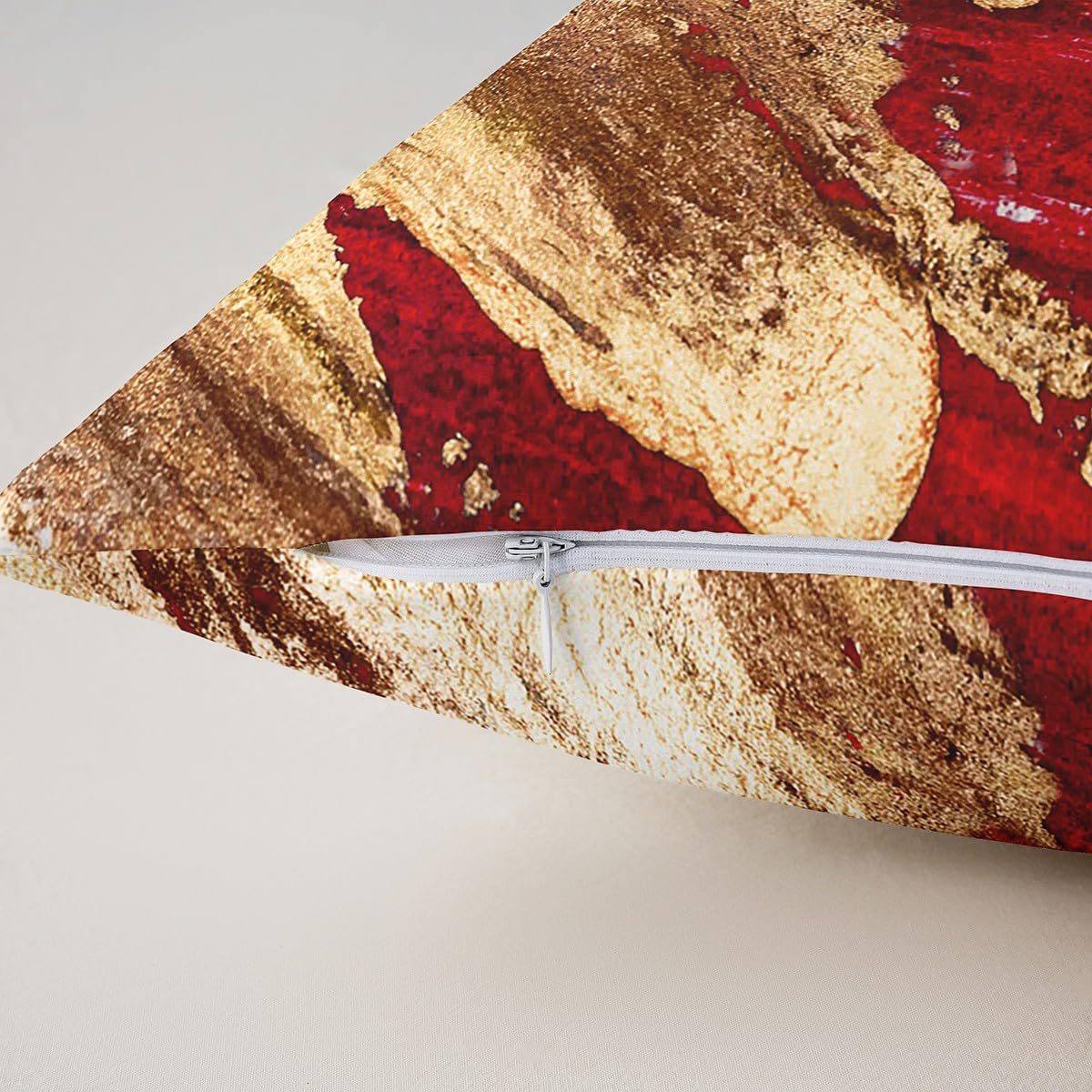 Feelyou Kids Red Throw Pillow Cover 20"x20" Set of 2 Red Gold Pattern Pillow Cases Cushion Covers for Teens Decor Abstract Art Decorative Throw Pillowcases Modern Style Cushion Cases Bedroom
