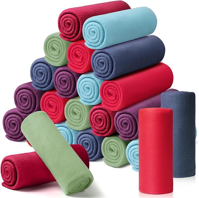 24 Packs Fleece Throw Blanket Soft Warm Lightweight Fleece Blanket Cozy Throw Bulk for Bed Couch Sofa Home Office Wedding ...