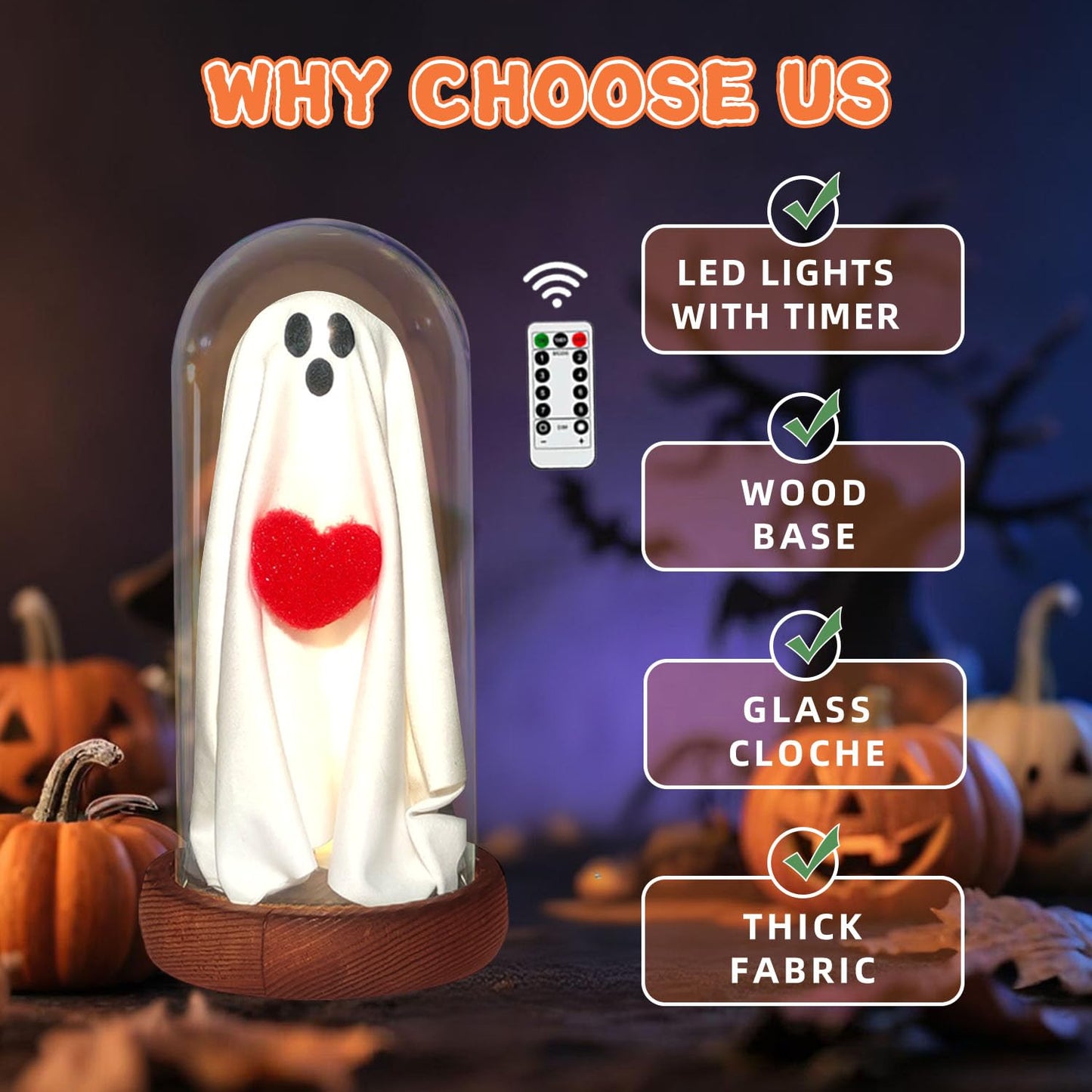 Halloween Decorations Indoor,OMG Gingerbread Man Ghost Decorations with Remote Control Lights, Light Up Ghost,Ghost Lamp for Home Kitchen Mantel Tabletop Party Decor and Holiday Decoration