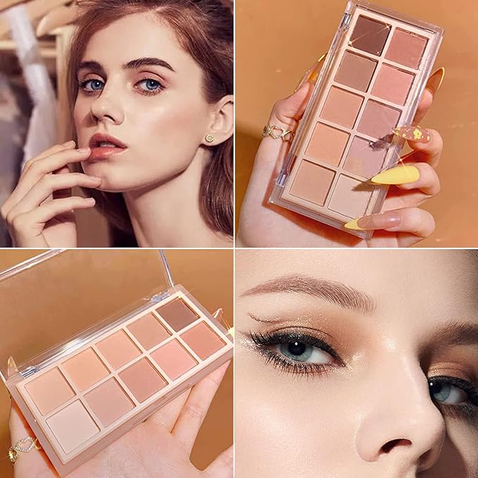 10 Colors Eyeshadow Palette - Light Beige Nude Pink Ivory Naked Eye Shadow Makeup,High Pigmented, Naturing-Looking, Neutral Smokey, Long Lasting High Pigment Matte Eyeshadow for Older Women (Milk Tea)