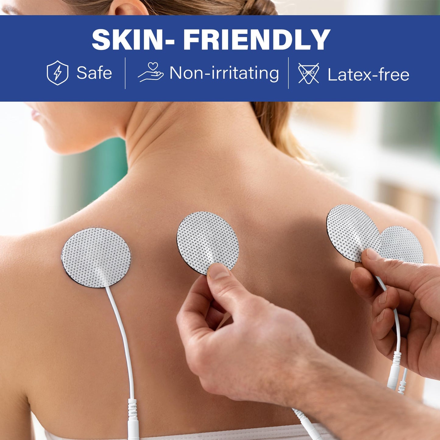LotFancy TENS Unit Electrode Pads, 40PCS Round Electrodes Pads, 1.25" Reusable TENS Pads for EMS Muscle Stimulator, with 2.0 mm Pigtail Connectors