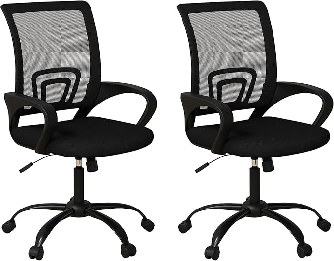 Bonzy Home Ergonomic Office Chairs Set of 2, Rolling Conference Room Chairs with Wheel, Mesh Computer Desk Chair with 360° Swivel, Height Adjustable, 2 Pack