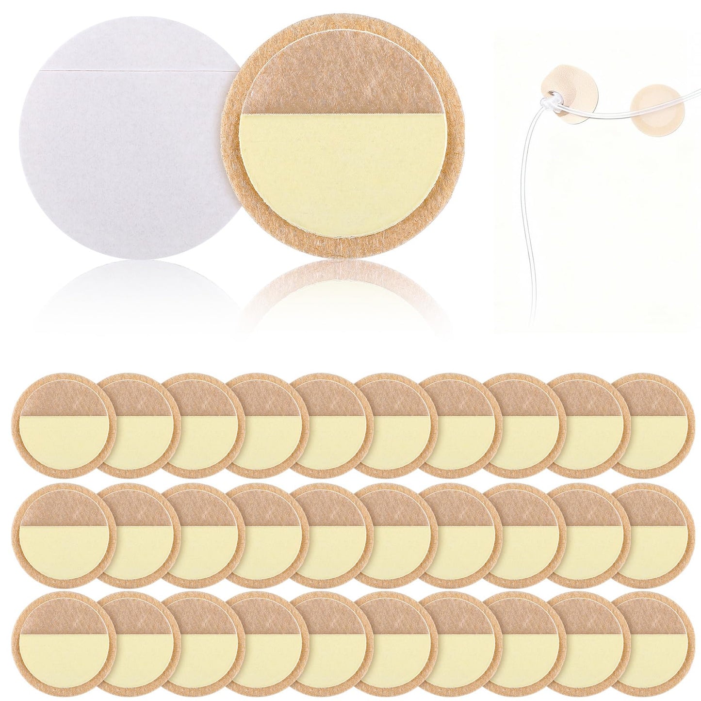 Nuanchu 30 Pair Gentle Adhesive Grip Tubing Skin Fixation Gentle Adhesive Grip Nasal Cannula System Beige Adhesives Pads for Secure Cannula Tubing Hold Skin Friendly CPAP Oxygen Accessories