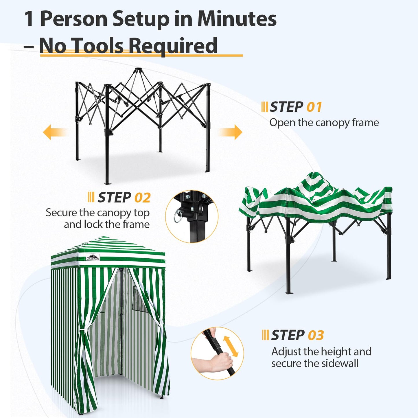EAGLE PEAK Flex Ultra Compact 4x4 Pop-up Canopy, Sun Shelter, Changing Room, Portable Privacy Canopy Cabana for Pool, Fashion Photoshoots, or Camping, Green/White