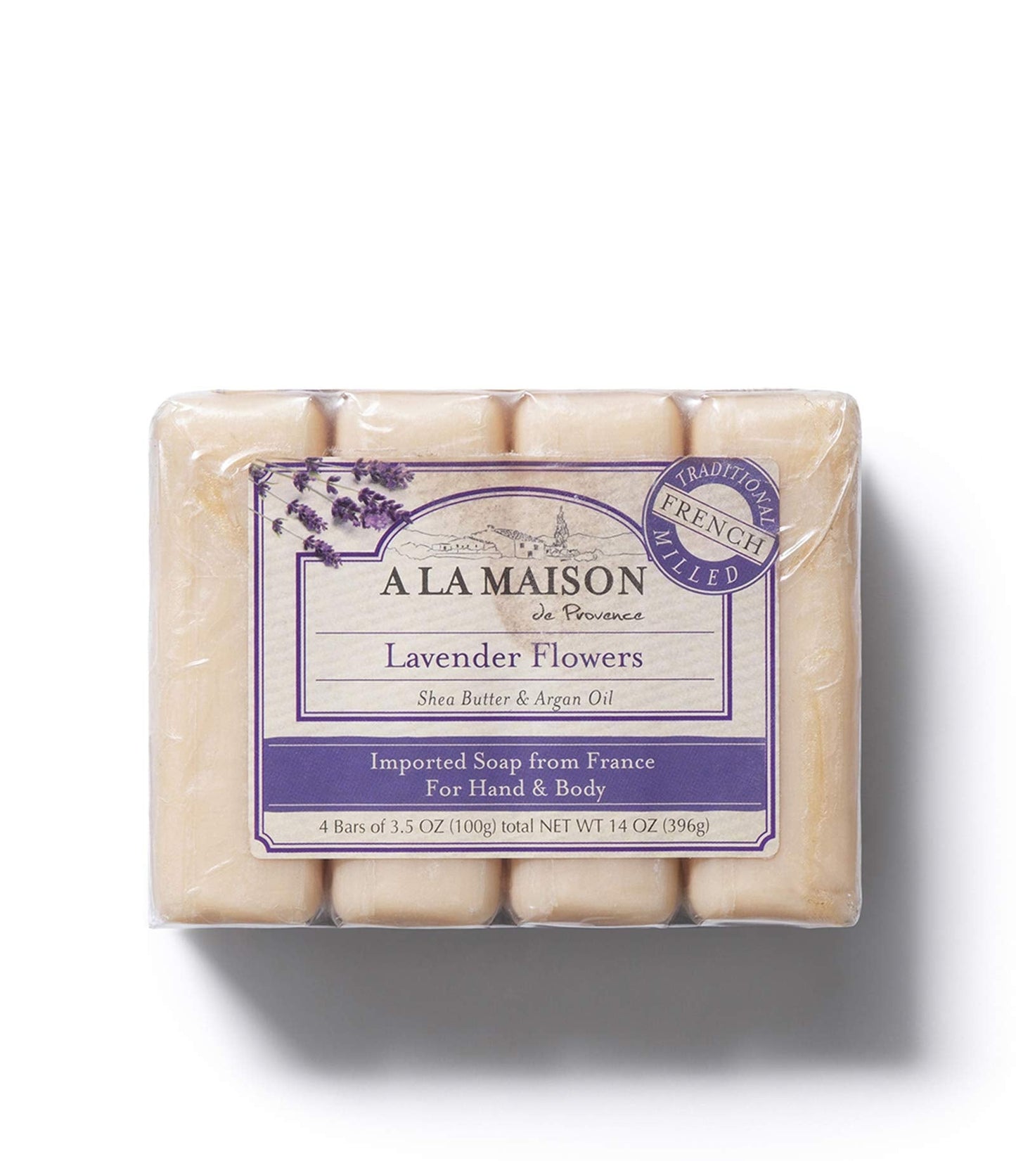 A LA MAISON - Lavender Aloe Bar Soap - Triple French Milled Natural Moisturizing Hand Soap Bar (4 Bars of Soap, 3.5 oz)