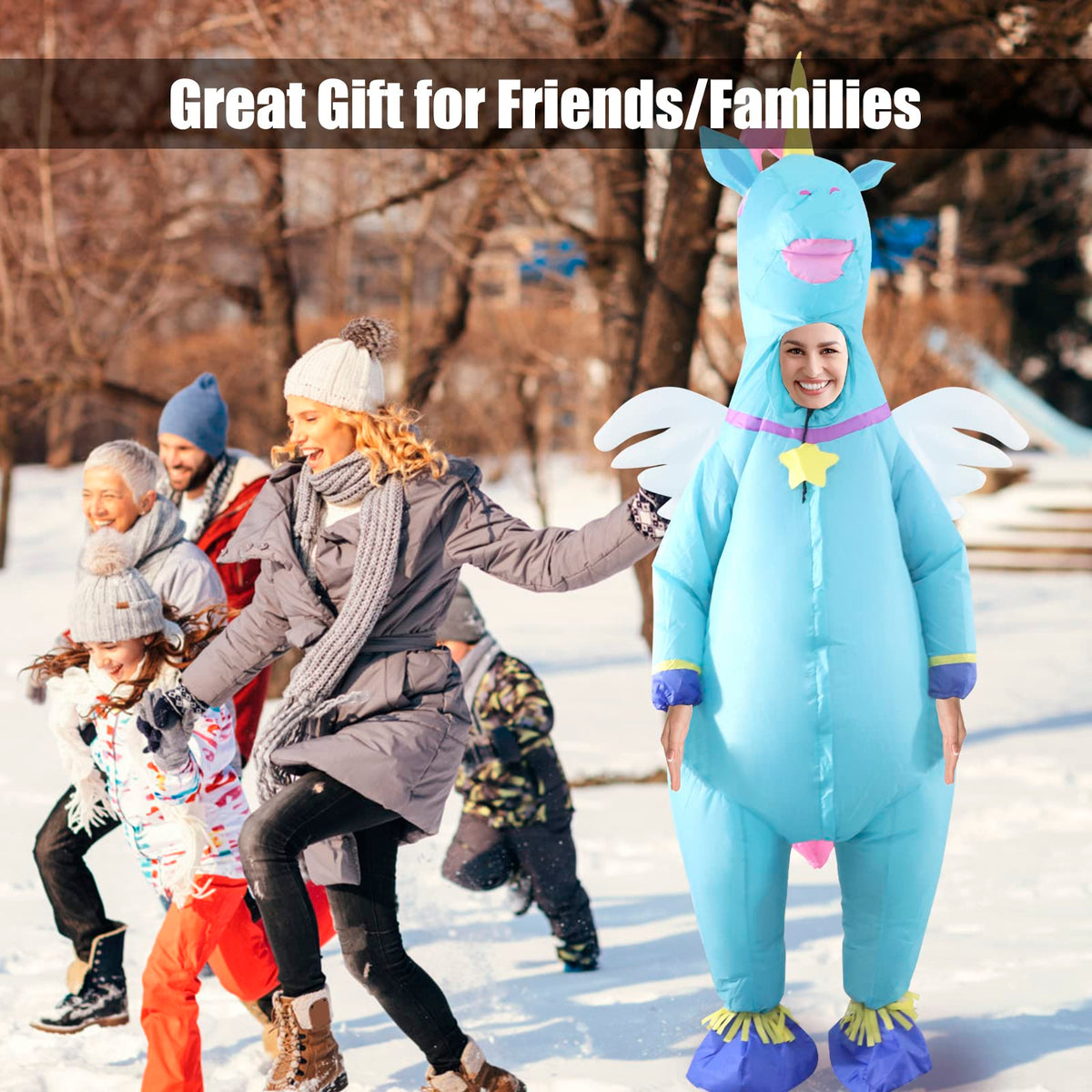 SHDEJTG Inflatable Costume Unicorn Full Body Unicorn Air Blow-up Deluxe Halloween Costume - Adult Size, Blue