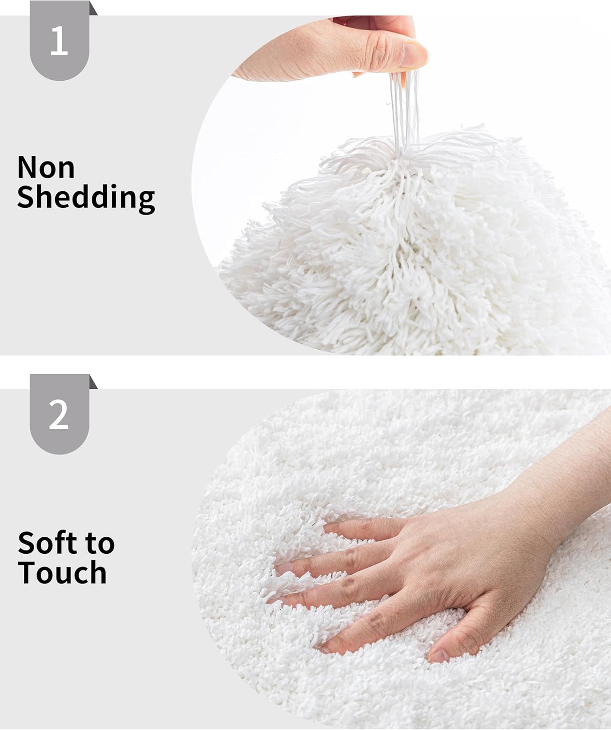 White Bathroom Rugs 24x36 Non Slip Fluffy Bath Mat for Bathroom Floor Washable Plush Luxury Bath Rug for Tub Soft Shaggy Absorbent Shower Sink Mat