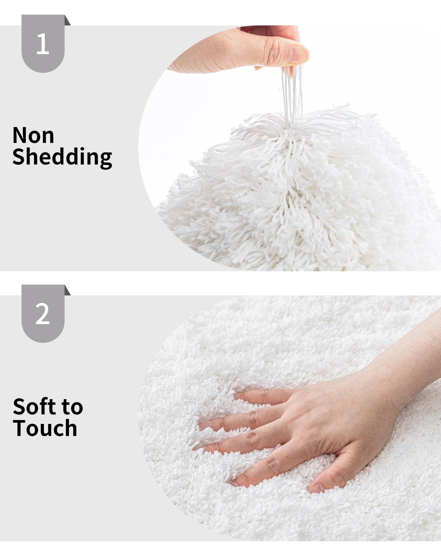 Disolla Small Bathroom Rugs 17x24 Non Slip White Fluffy Bath Mat for Bathroom Floor Machine Washable Plush Luxury Bath Rug for Tub Soft Shaggy Absorbent Shower Mat