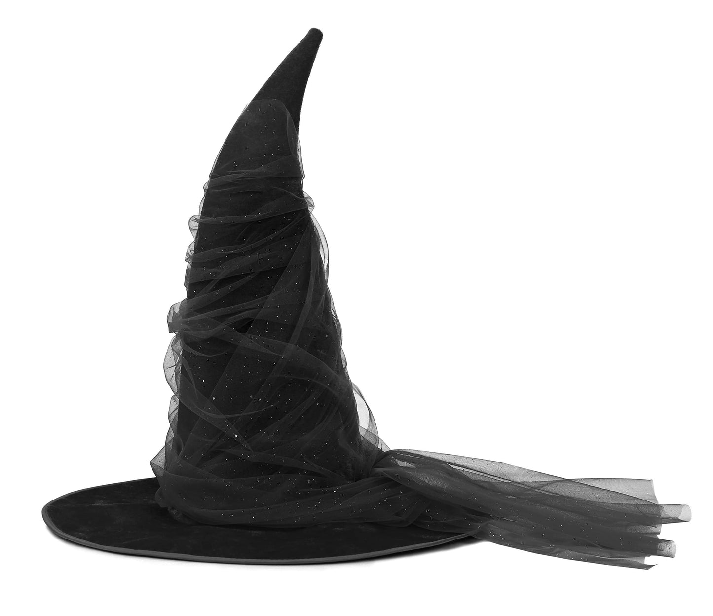 UQJE Women's Black Witch Hat Adult Mesh Witches Hat Halloween Costume-18in