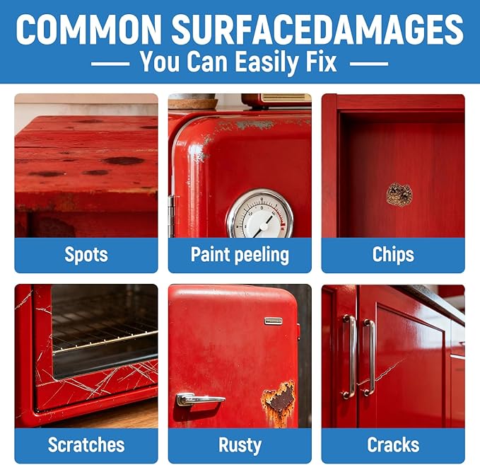 Red Paint Multi Surface Apple Red Touch Up Paint Repair for Wall,Door,Cabinets,Wood,Furniture, Appliance,Tile,Porcelain,Touch Up Paint Pen for Refrigerators,Washers,Dishwashers,Microwave,Oven