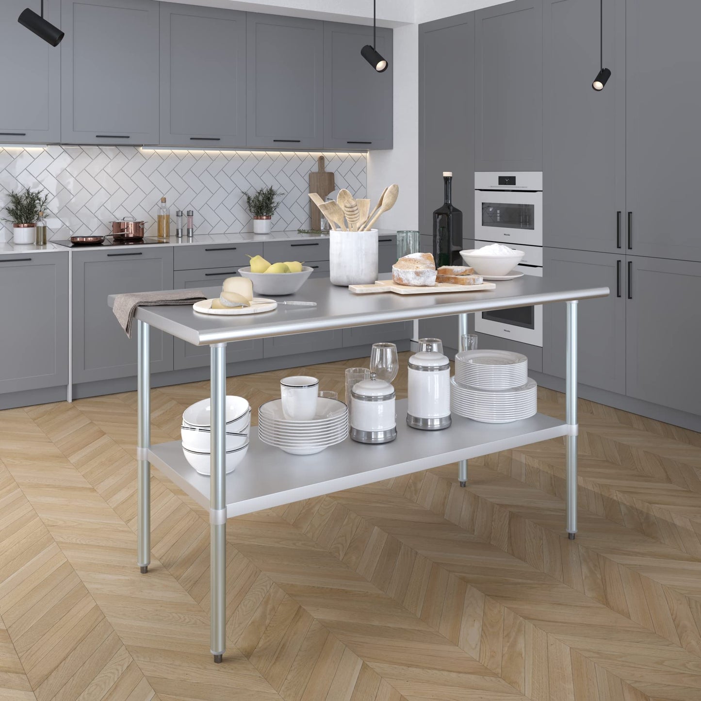 AmGood 30 in. x 60 in. Stainless Steel Work Table | Metal Kitchen Food Prep Table | NSF