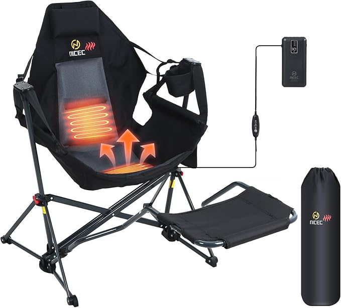 Nice C Heated Hammock Camping Chair with Footrest, Heated Camping Chair with Battery, Rocking Swing Chairs, Hammock Chairs...