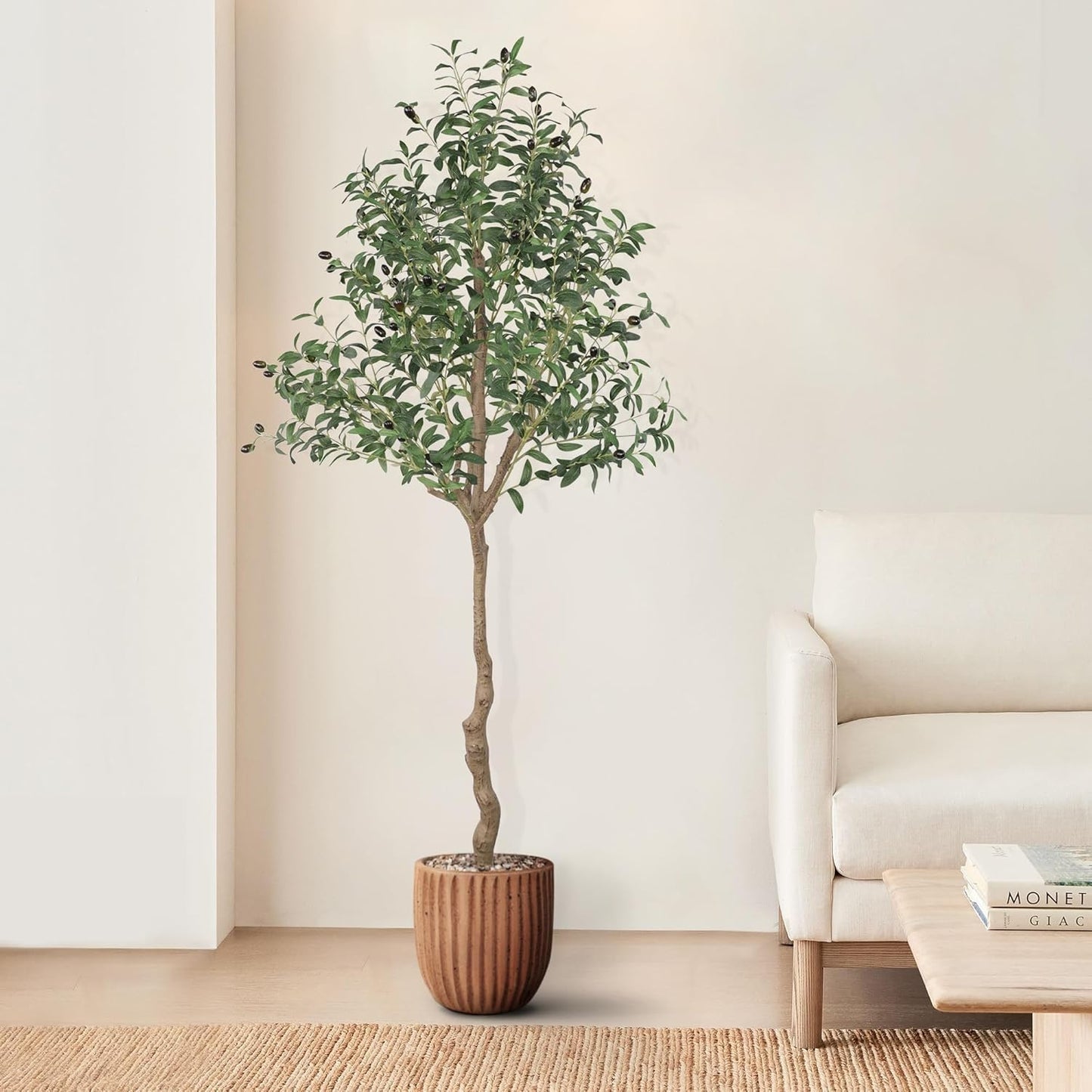 AnTing Fake Plants Olive Tree 6FT for Decor - Artificial Olive Tree 72in for Home Office Garden Hotel Decor Housewarming Gifts(1Pack)