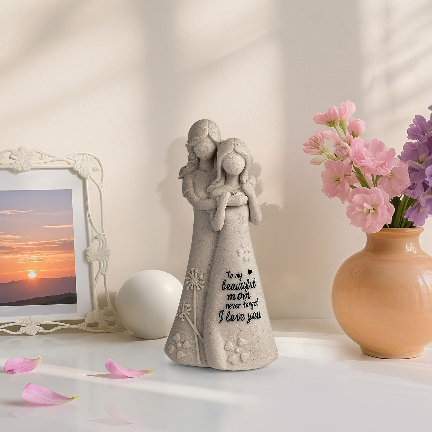 YTHISPF Mom Birthday Gifts from Daughter Mother in Law Gifts, Mothers Daughter 7.7" Figurines Statue (Resin, Sandstone)