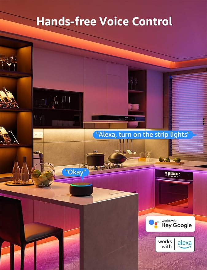 Lepro SE1 AI Smart LED Strip Lights - 49.2ft RGB Color Changing Light Strips with APP Control, AI Generated Lighting, Music Sync, 2.4GHz Wi-Fi & Bluetooth LED Lights for Home Decor (No Remote)