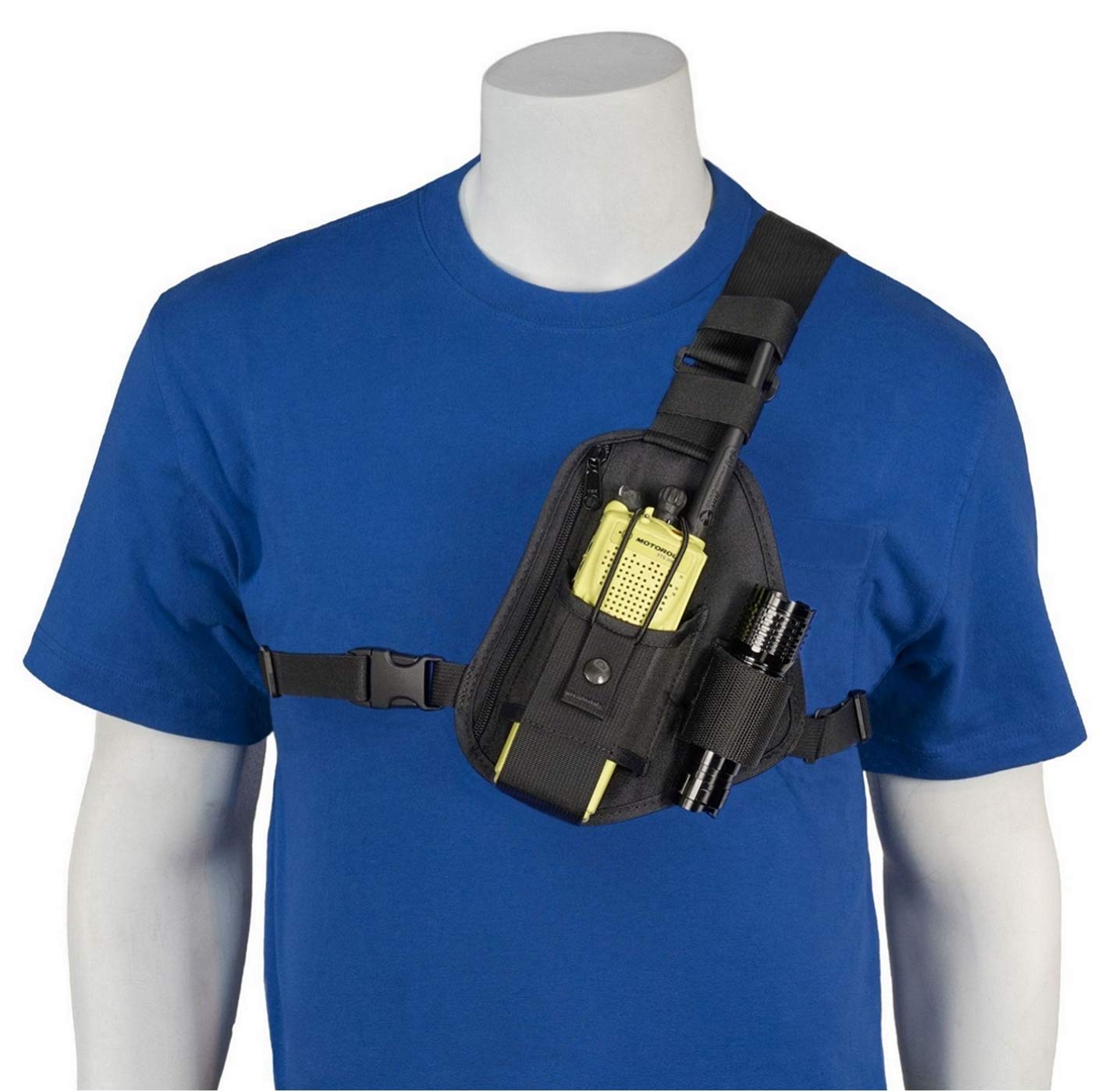 Holsterguy Rch-101U Universal Radio Chest Harness Shoulder Holster Pack - Adjustable Single Pouch For Two-Way Radios, Motorola A