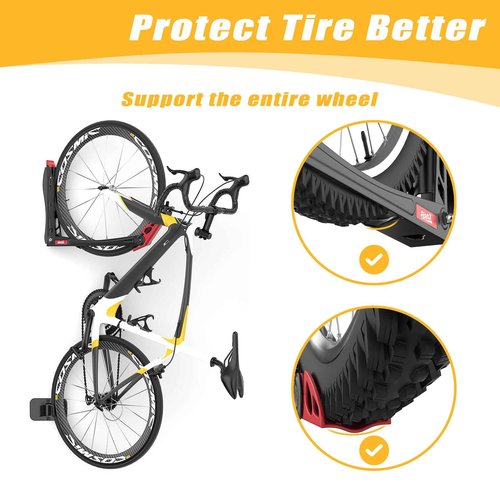 TORACK BIKEPAL No Lift Swivel Bike Rack, Space Saving Vertical Wall Mount Bike Holder for Garage Storage (1 Pack)