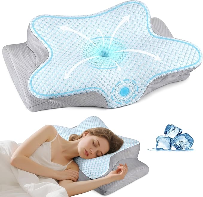 Neck Pillow Cervical Memory Foam Pillows for Pain Relief Sleeping, Contour Pillow for Shoulder Pain, Ergonomic Orthopedic ...