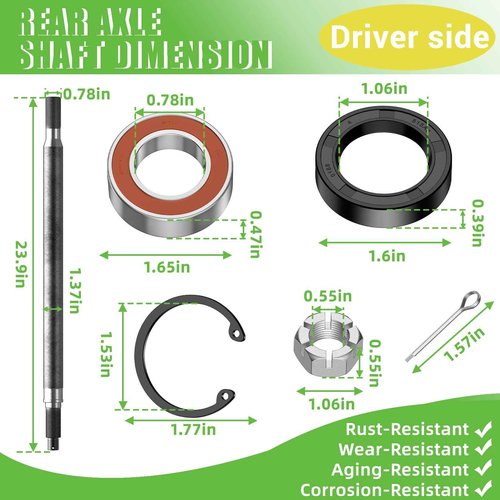 Drive-up Golf Cart Rear Splined Axle Shaft for EZGO TXT Electric 1994-2013 Driver Side OEM 20377-G11