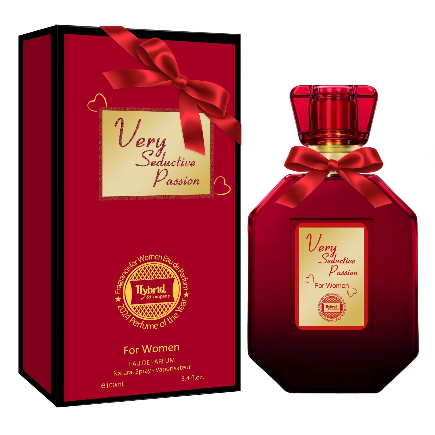 Hybrid & Company Very Seductive for Women Eau De Parfum Natural Spray Sensual Scent, 3.4 Fl Oz
