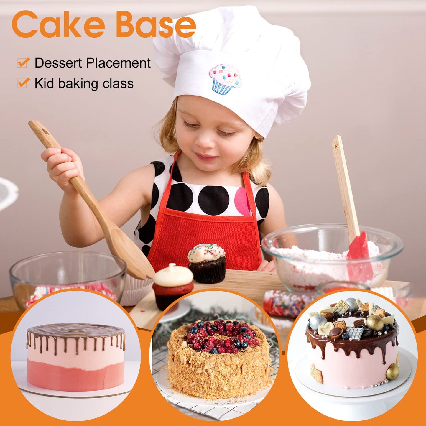 40-Packs Cake Boards 10 inch Round, Cake Boards White Cake Board Rounds, White Cake Circles Rounds Base Food-Grade Cardboard Cake Plate for displaying Cakes, Bread, Desserts（Thin and Sturdy）