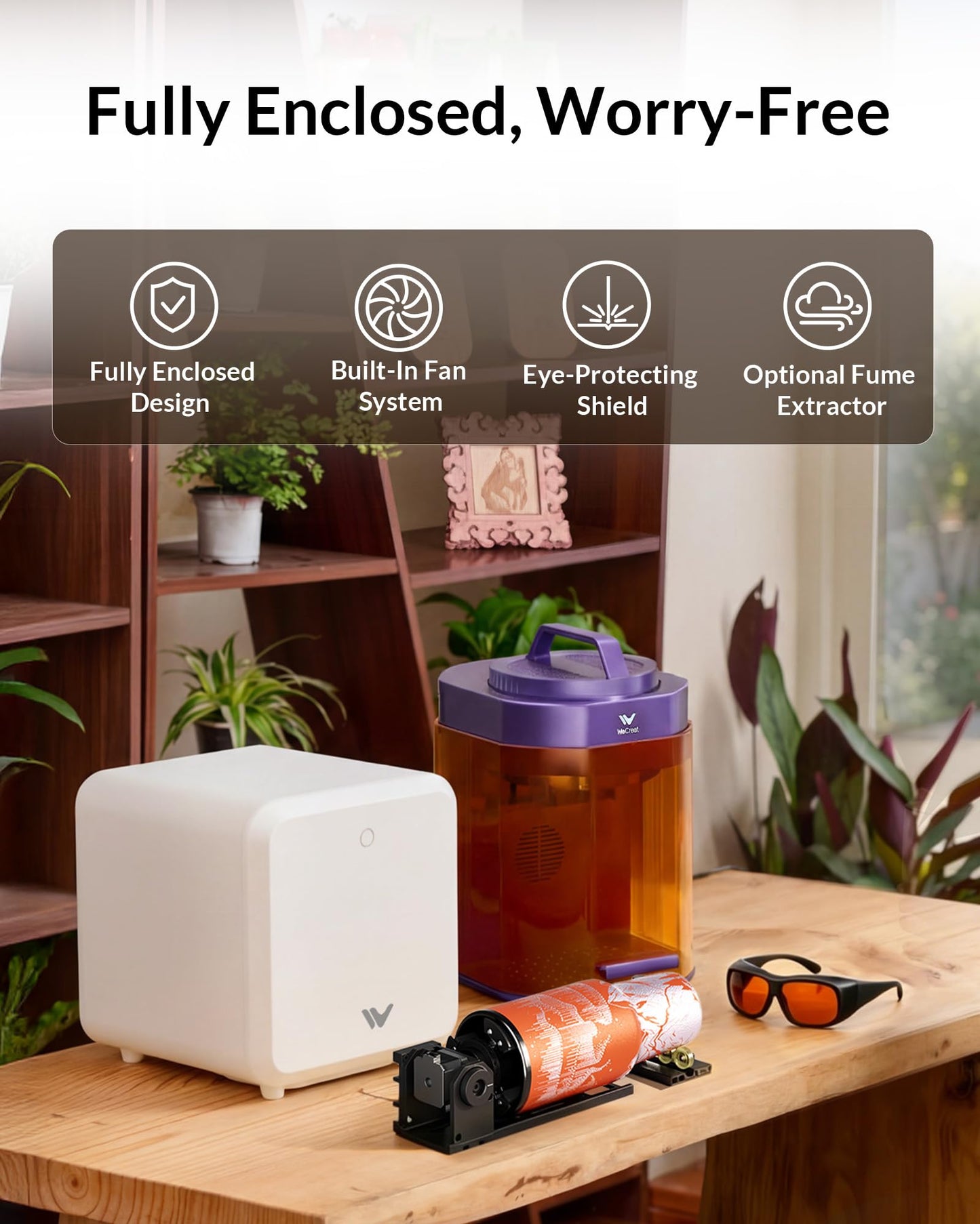WeCreat Lumos Flex 15W Fiber & 15W Doide Dual Laser Engraver, Built-in 50MP Camera, 10000mm/s Ultra Fast, 3D Embossing, Metal Cutting, Color Marking on Metal, Portable Desktop Laser Engraving Machine