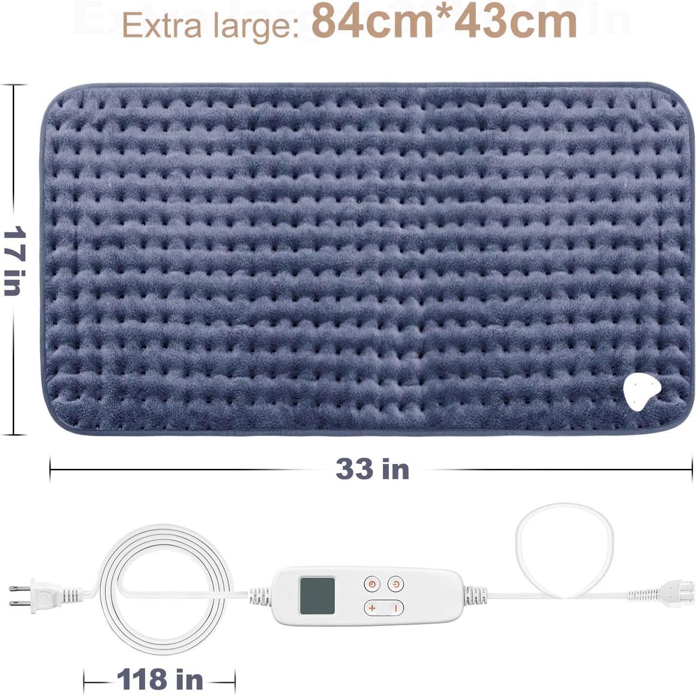 VAAGHANM Heating Pad: 33 x 17 inches Electric Heating Pad for Back -Extra Large Heat Pad for Shoulder/Neck/Knee/Arms - Upgraded 6 Timer & 6 Temperature Controller -Auto Shut Off
