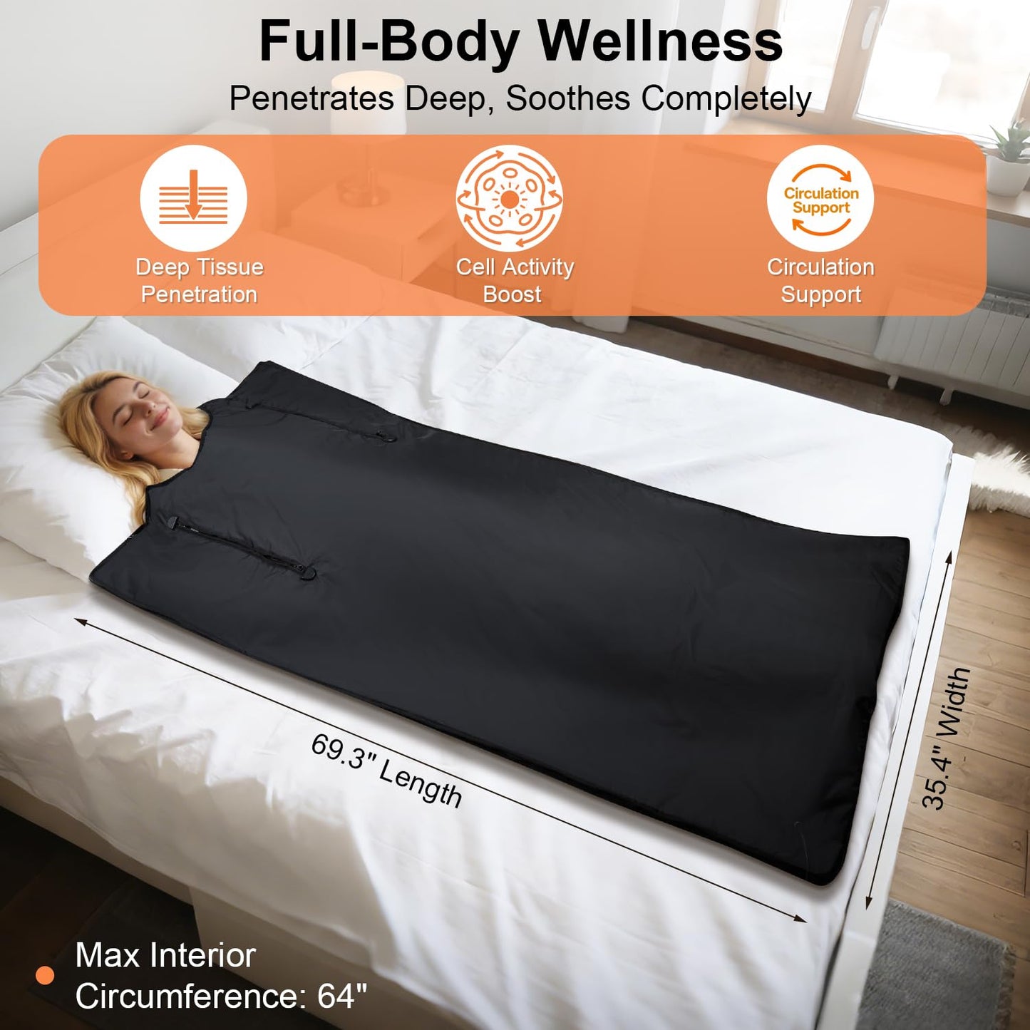 GENERAL ARMOR Dual-Zone Far-Infrared Sauna Blanket for Home Wellness – 176°F Fast Heating, Full-Body Detox, Muscle Recovery & Relaxation, Adjustable Temperature Timer, Portable