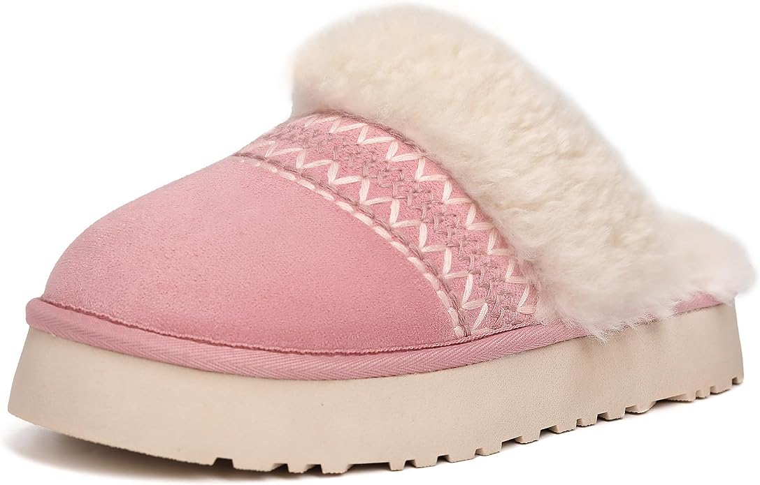HHUQ Slippers for Women, Winter House Slippers Indoor Outdoor, Fuzzy Platform Slippers Womens