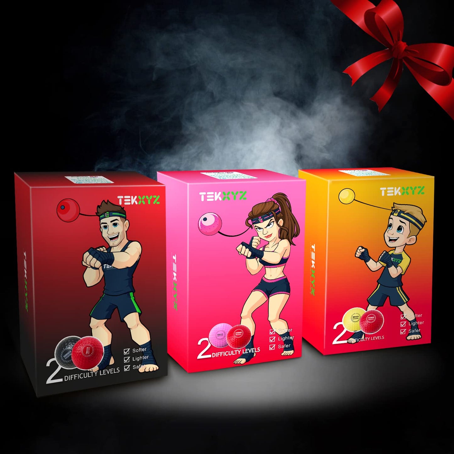 TEKXYZ Boxing Reflex Ball, 2 Difficulty Levels Boxing Ball with Headband, Perfect for Reaction, Agility, Punching Speed, Fight Skill and Hand Eye Coordination Training