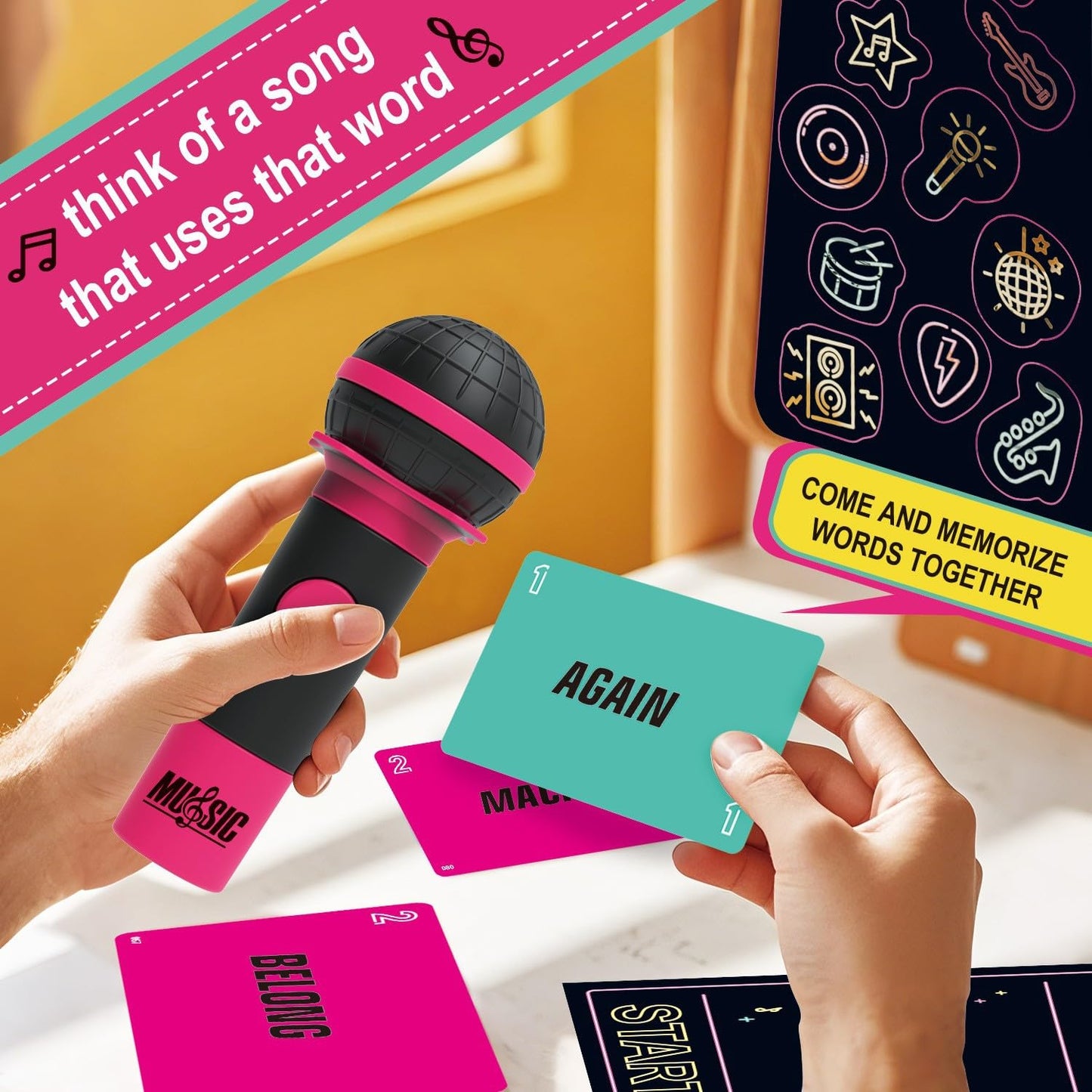 Dukars Battle Karaoke Game, The Music Party Card Game, 2-10 Players Family Karaoke Games - Great for Adult and Family Game Nights (Family Edition)