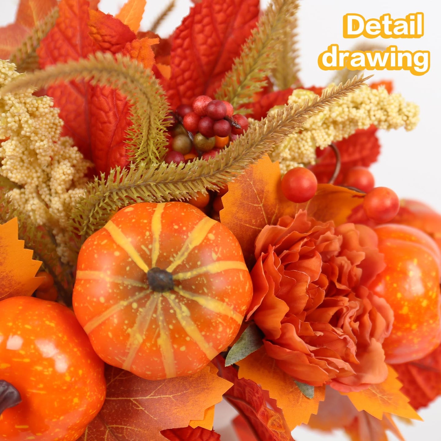 GOLUTYOK Fall Decor, 4PCS Artificial Autumn Pumpkin Berry Flower Maple Plant Stems Picks Vase Decorations, for Home Harvest Holiday Thanksgiving Indoor