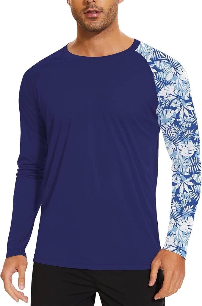 Mens Rash Guard Long Sleeve UPF 50+ Quick Dry Sun Shirt UV Protection SPF Water Shirt Fishing Swimming HH24024