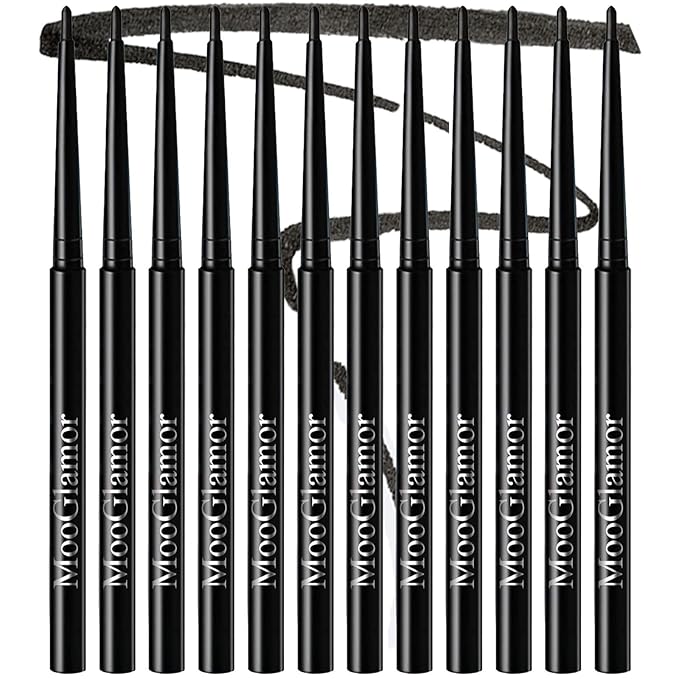 12 Pcs Black Eyeliner Pencil Gel Eyeliner Pen with Retractable and Waterproof Eye Liner for Bold and Defined Eye Liner(Black)