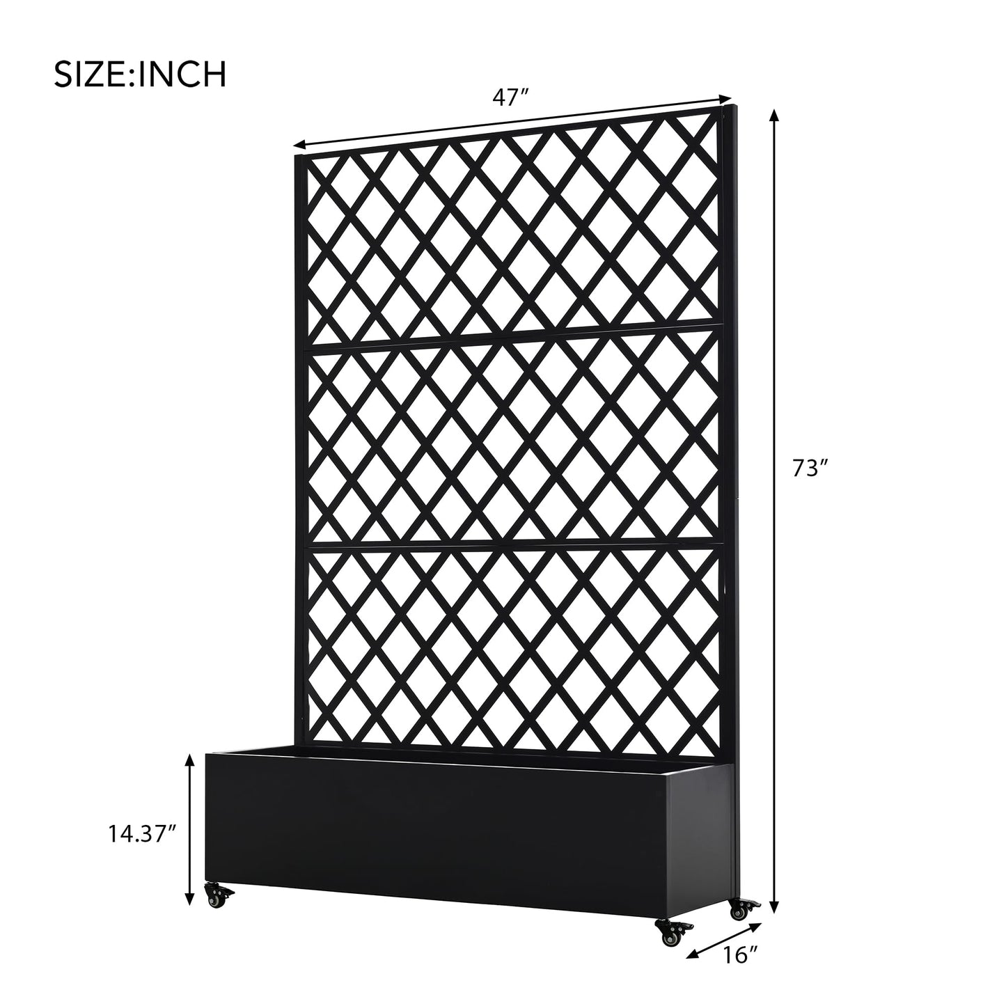 Discover the Joy of Gardening with Our Metal Raised Garden Bed with Wheels and Trellis – 73"x47"x16” for Climbing Plants, Vegetables & Vines, Featuring Privacy Screen and Drainage Holes!