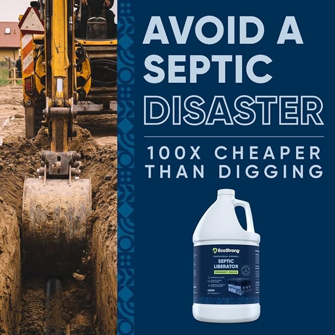 Septic Tank Shock Treatment | Bio Enzyme Septic Safe |Clears Leach & Drain Fields, Dissolves Organic Solids, Grease, Hair - Drain Deodorizer (128 OZ)