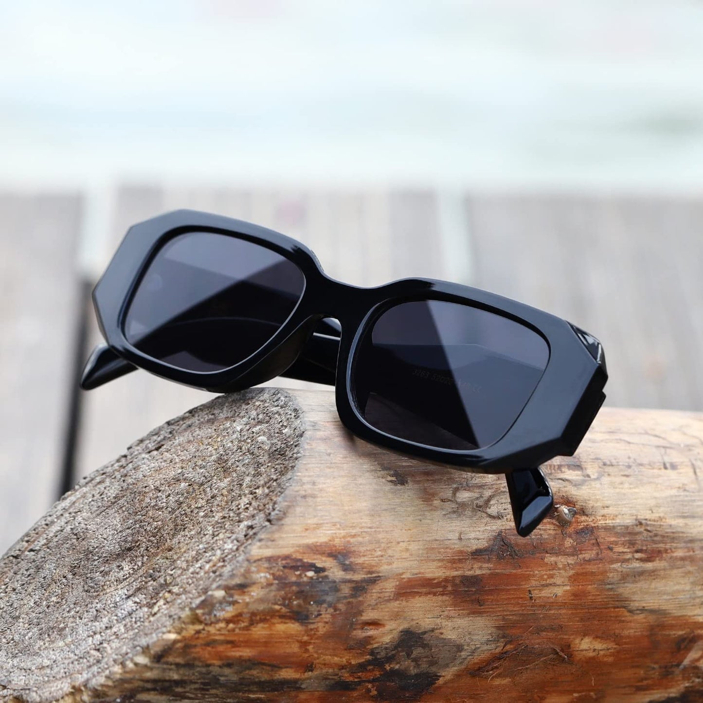 kimorn Rectangle Sunglasses for Women Men Trendy Retro Trendy Sun Glasses 90’s Vintage Square Frame K1307 (Black)