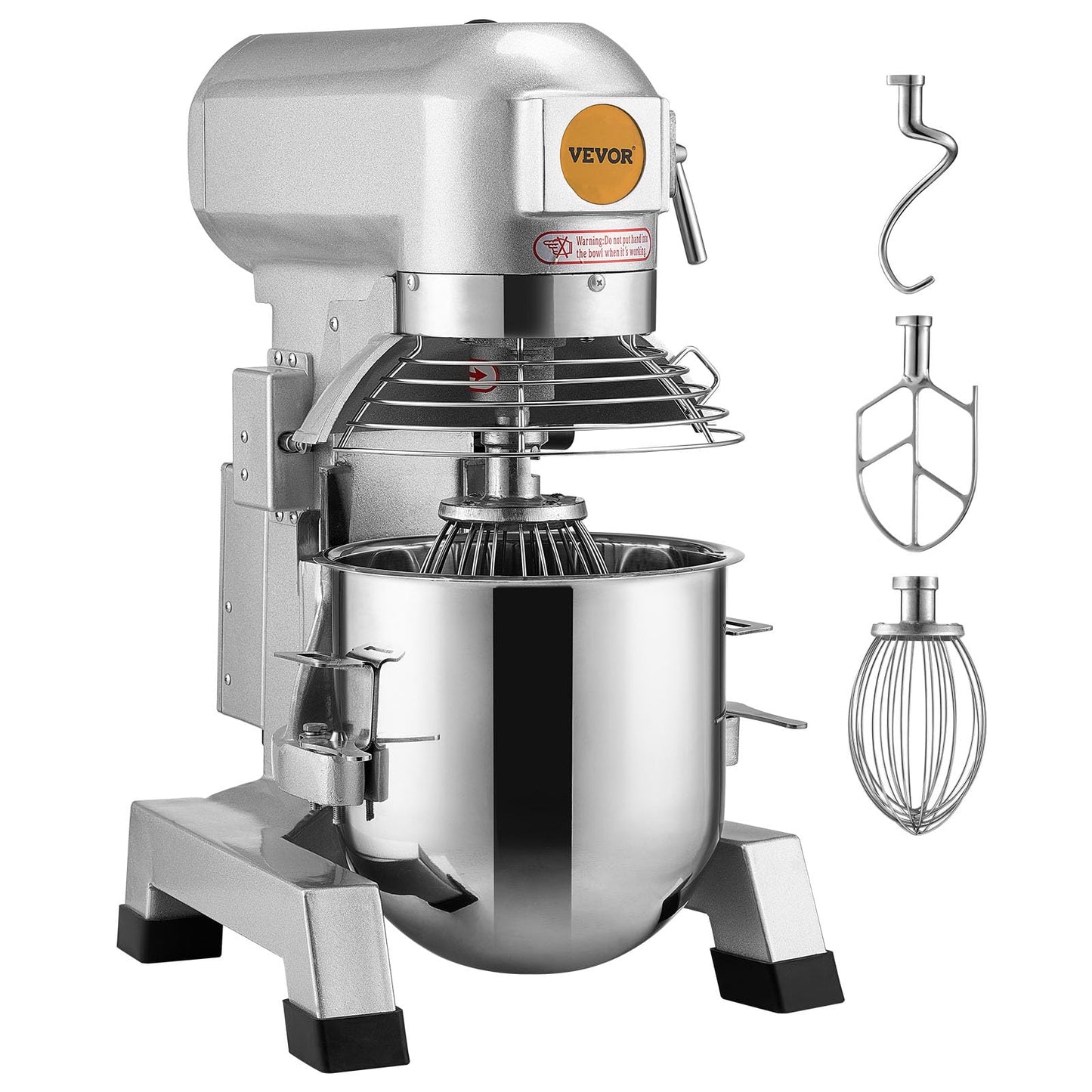 VEVOR Commercial Food Mixer, 20Qt Commercial Mixer with Timing Function, 750W Stainless Steel Bowl Heavy Duty Electric Food Mixer Commercial with 3 Speeds Adjustable 108/199/382 RPM, Dough Hook Whisk