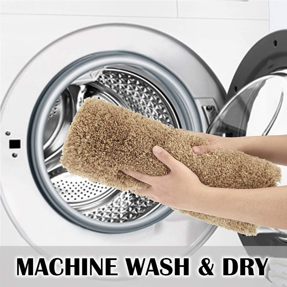 Suchtale Non Slip Bath Mat - Soft Microfiber Shaggy (16 x 24, Sand) Absorbent Machine Washable Thick Plush Mat