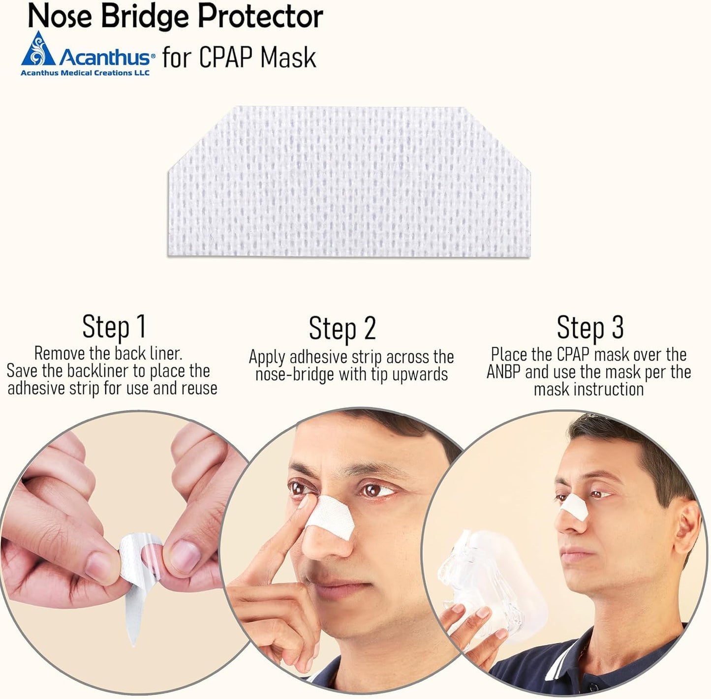 Acanthus - 12 Pack CPAP Nose Bridge Protectors (ANBP) Double for CPAP Mask Extra Cushion for Nasal Skin Protection - Reusable Latex-Free - CPAP Accessories Mask Liner - Pack of 12