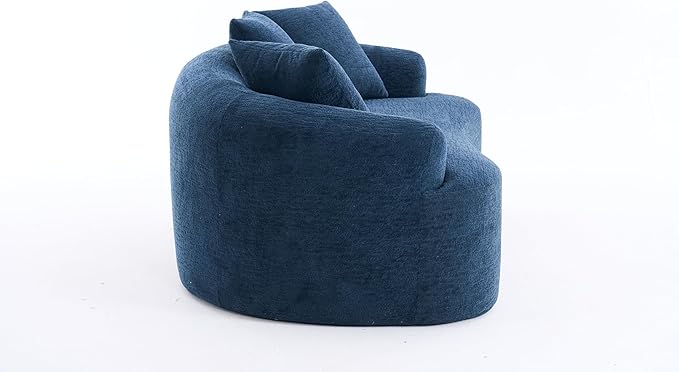 65'' Modern Curved Cloud Loveseat Sectional Sofa for Small Spaces, Luxury Plush Chenille Deep Seat Couch with 3 Pillows, No Assembly Needed Apartment Living Room Furniture, Blue