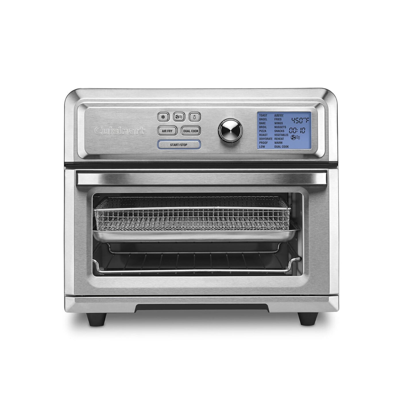 Cuisinart Air Fryer Toaster Oven, Digital Display, 1800 Watt Air Fryer Toaster Oven Combo with Adjustable Temperature and Controls, Stainless Steel Small Kitchen Appliance, TOA-65,Silver